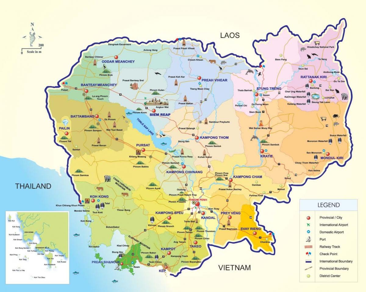 Térkép Kambodzsa repülőterek