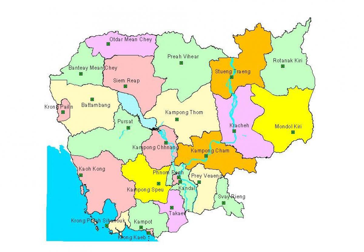 Térkép Kambodzsa tartományok