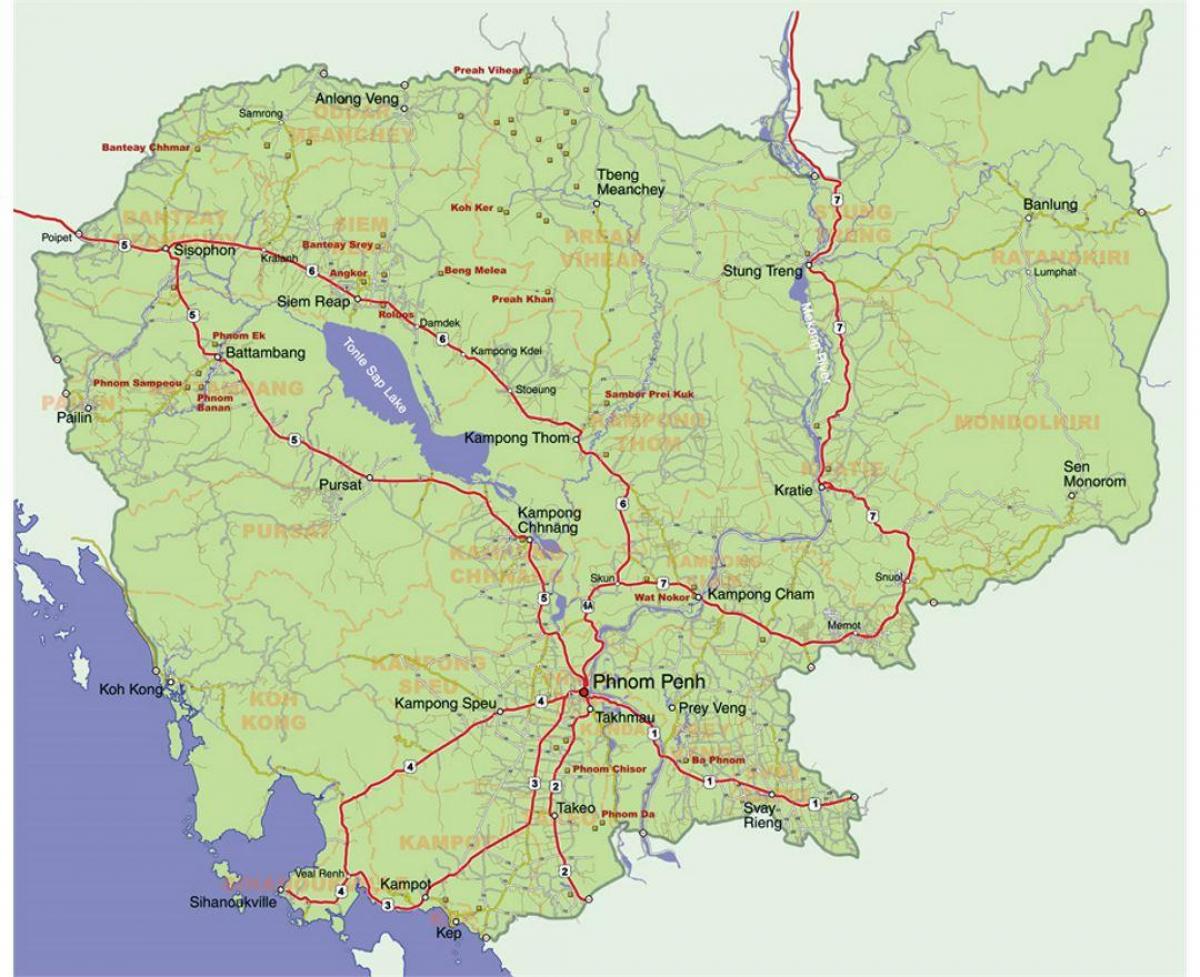 részletes térkép Kambodzsa